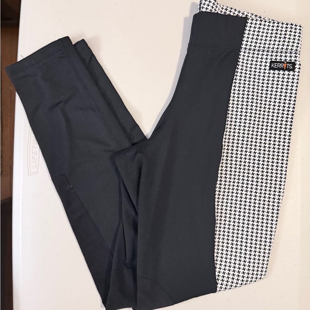 NEW Kerrits Black & White Houndstooth Knee Patch Breeches, Women's Large